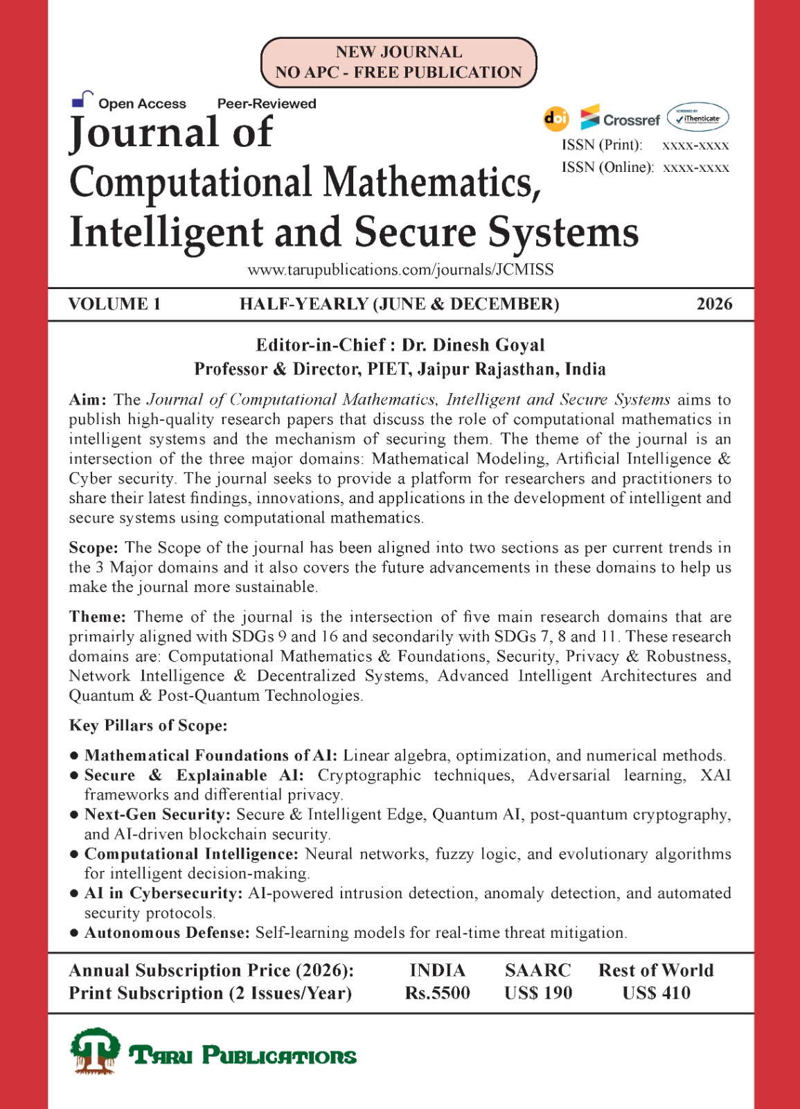 Journal of Computational Mathematics, Intelligent and Secure Systems cover